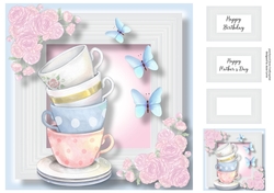 Teacups & Butterflies 8x8
