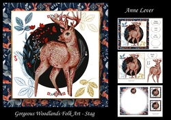 Gorgeous Woodlands Folk Art - Stag