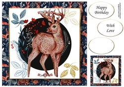 Gorgeous Woodlands Folk Art - Stag 8x8