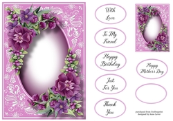 Gorgeous Maroon Flowers & Beautiful Frame A5