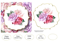 6x6 Watercolour Floral - Pink & Purple Roses