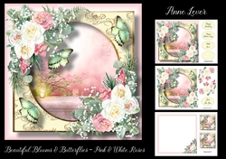 Beautiful Blooms & Butterflies - Pink & White Roses