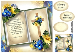 Open Book Easter Bible Quote - John 11:25-26 8x8