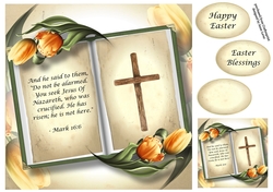 Open Book Easter Bible Quote - Mark 16:6  8x8