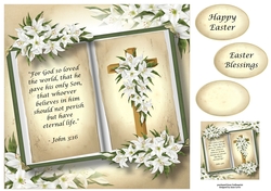 Open Book Easter Bible Quote - John 3:16  8x8