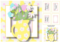 Yellow Jug Of Spring Flowers, Birthday, Mothers Day, Easter