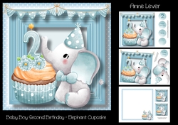 Baby Boy Second Birthday - Elephant Cupcake