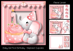Baby Girl First Birthday - Elephant Cupcake