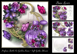 Perfume Bottle On Golden Frame - Soft Gothic Blooms