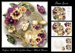 Perfume Bottle On Golden Frame - Muted Blooms