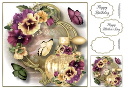 Perfume Bottle On Golden Frame - Muted Blooms 8x8