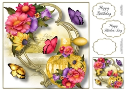 Perfume Bottle On Golden Frame - Summer Blooms 8x8