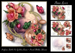 Perfume Bottle On Golden Frame - Peach Melba Blooms