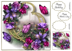Blooms & Butterflies On Golden Frame - Soft Gothic 8x8