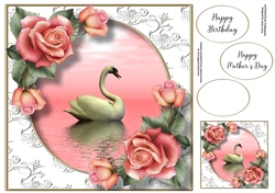Gorgeous Swan With Downton Roses 8x8