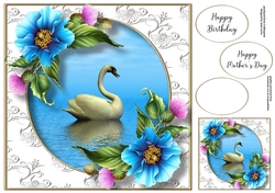 Gorgeous Swan With Blue Poppies 8x8