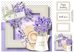 Lavender Letters - Straw Hat & Flower Jug 8x8