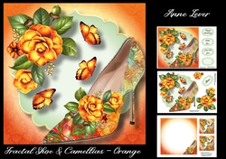 Fractal Shoe & Camellias - Orange