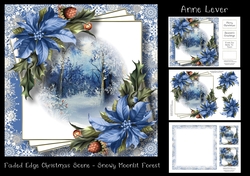 Faded Edge Christmas Scene - Snowy Moonlit Forest