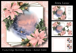 Faded Edge Christmas Scene - Sunset Cabin