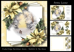 Faded Edge Christmas Scene - Rabbits In The Snow