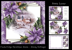 Faded Edge Christmas Scene - Snowy Cottages