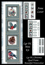 Lge Dl Christmas Quad Frame - Beautiful Watercolour