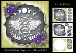 Celestial Faux Papercut - Moon & Bee