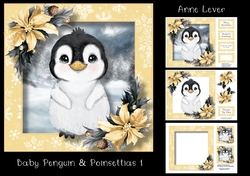 Baby Penguin & Poinsettias 1