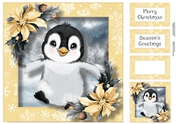 Baby Penguin & Poinsettias 3 8x8