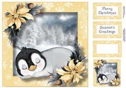 Baby Penguin & Poinsettias 2 8x8
