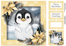 Baby Penguin & Poinsettias 1 8x8