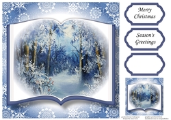 Open Book Scenic Christmas No Flowers - Blue Snowy Woods
