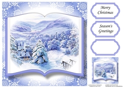 Open Book Scenic Christmas No Flowers - Snowy Mountain Village