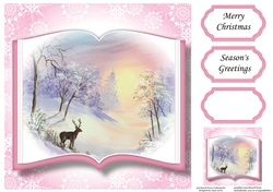 Open Book Scenic Christmas No Flowers - Stag At Sunset