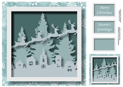 Christmas Faux Papercut Flying Reindeer No Flowers
