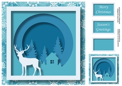 Christmas Faux Papercut Stag 2 No Flowers