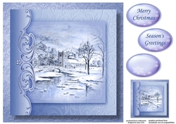 Christmas Monochrome Blue No Flowers - Church