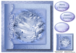 Christmas Monochrome Blue No Flowers - Sunbeams On The Snow