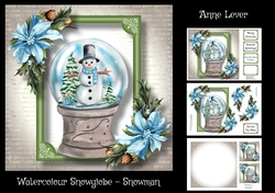 Watercolour Snowglobe - Snowman