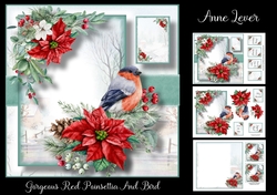 Gorgeous Red Poinsettia And Bird