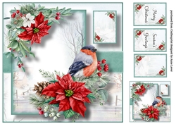 Gorgeous Red Poinsettia And Bird 8x8