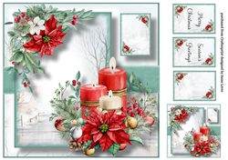 Gorgeous Red Poinsettia And Candles 8x8