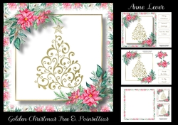 Golden Christmas Tree & Poinsettias