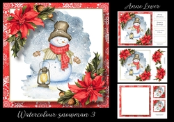 Watercolour Snowman 3