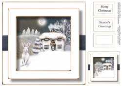 Festive Nights No Flowers - Cottage & Snowy Hare 8x8