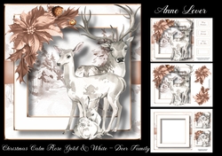 Christmas Calm Rose Gold & White - Deer Family