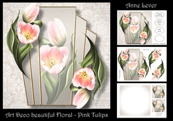 Art Deco Beautiful Floral - Pink Tulips