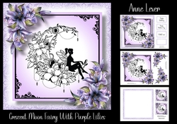 Crescent Moon Fairy With Purple Lilies