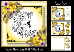 Crescent Moon Fairy With Yellow Roses